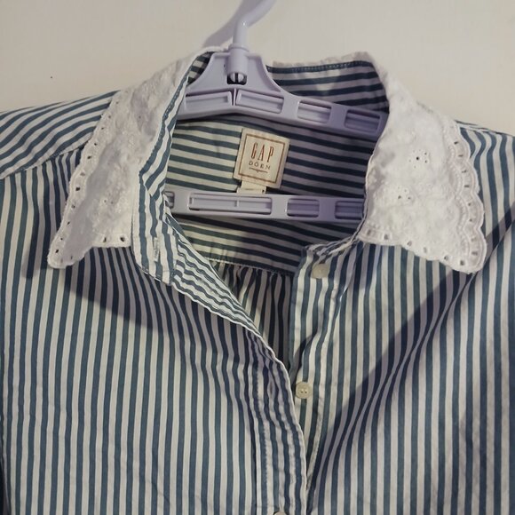 GAP X Doen Cotton Eyelet Collar Big Shirt Size Medium - Picture 4 of 11